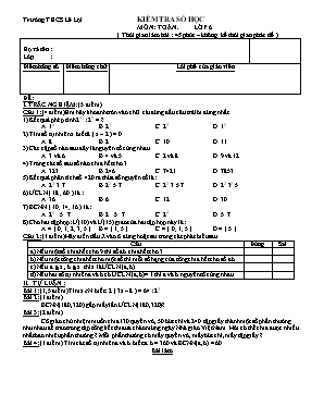 Đề kiểm tra Số học Lớp 6 - Trường THCS Lê Lợi